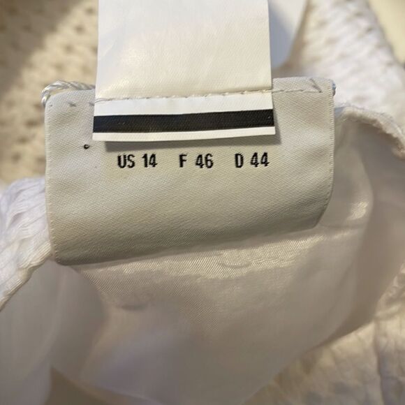 AKRIS Punto Textured Cotton Mini Dress Pleated White 14 - Picture 7 of 9